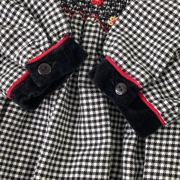 Rare Editions Smocked Houndstooth Floral velvet trim dress size 18M EUC - Picture 9 of 14